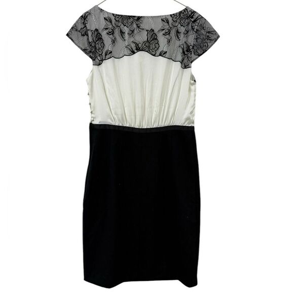 NWT H&M Satin Lace Black and White Cocktail Dress Size 8 - Picture 2 of 6